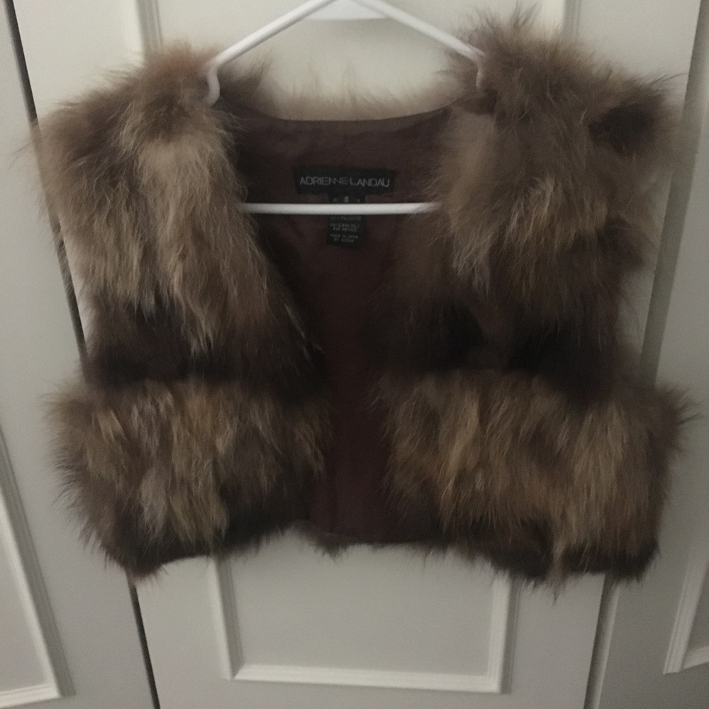 Adrienne Landau Cropped Raccoon Fur Vest